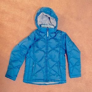 LL Bean Quilted Down Jacket Girls Size 10-12